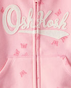 Baby Girl 2-Piece DayDream Fleece Butterfly Print Hooded Zip-Up Jacket & Joggers Set - Pink, image 3 of 7 slides