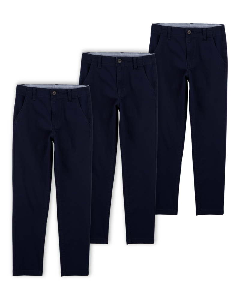 Kid 3-Pack Slim Tapered Chino Pants - Navy, image 1 of 4 slides
