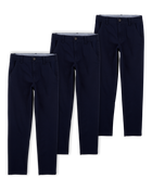 Kid 3-Pack Slim Tapered Chino Pants - Navy, image 1 of 4 slides