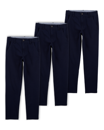 Kid 3-Pack Slim Tapered Chino Pants - Navy, 