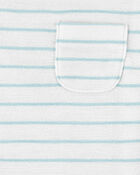 Baby 2-Piece Striped Pocket Tee & Pull-On Slub Jersey Shorts Set - Ivory/Mint, image 3 of 6 slides