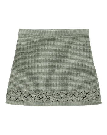 Kid Pointelle Crotchet Knit Skirt - Green, 