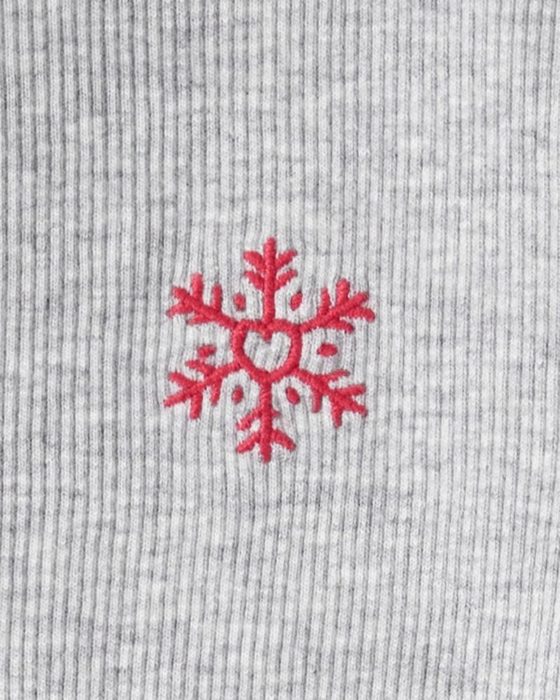 Toddler Girl Snowflake Mock Neck Rib Top - Grey, image 2 of 3 slides