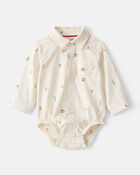 Baby Boy 3-Piece Holiday Print Cotton Long-Sleeve Shirt & Suspender Pant Set - Red/White, image 3 of 6 slides