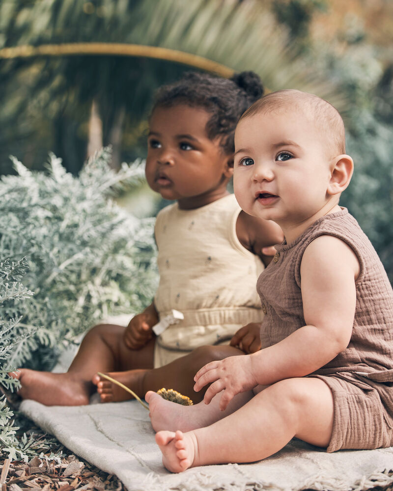 Baby Organic Cotton Gauze Romper, image 5 of 6 slides