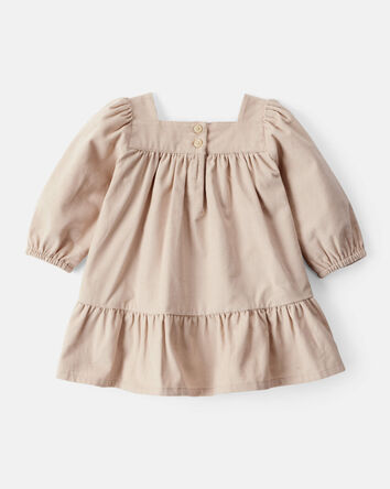 Baby Girl Corduroy Long-Sleeve Dress - Brown, 