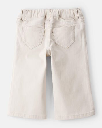 Baby Embroidered Stretch Denim Wide Leg Jeans - Cream, 