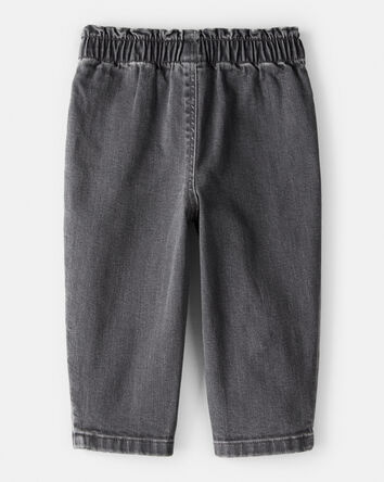 Baby Girl Heart Pocket Barrel Jeans - Black, 