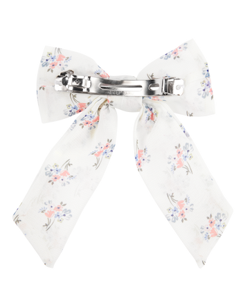 Girls Floral Bow Clip - White, 