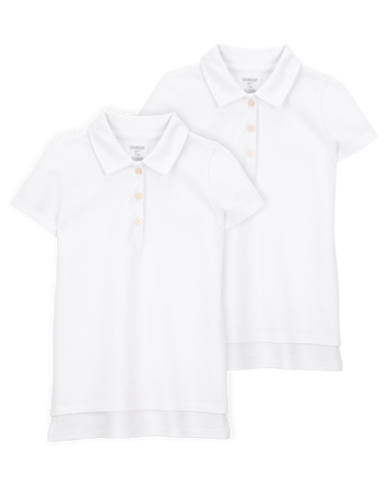 Kid 2-Pack Pique Uniform Polo Shirts - White, 