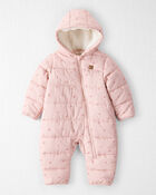 Baby Girl 1-Piece Snowsuit Made with Recycled Materials in Blush Petals Print, image 1 of 4 slides