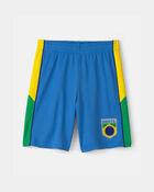 Kids Umbro Brazil Mesh Soccer Shorts - Blue/Yellow/Green, image 1 of 5 slides