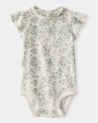 Baby Ribbed Floral Short-Sleeve Bodysuit, image 1 of 3 slides