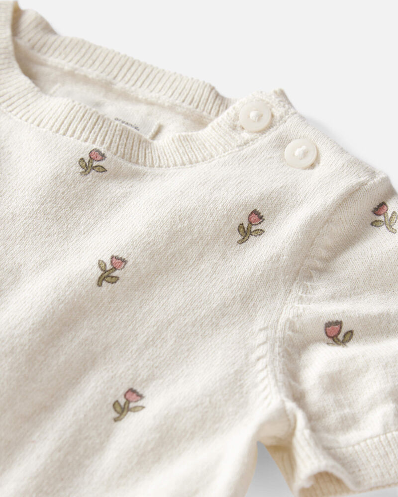 Baby Girl 2-Piece Organic Cotton Floral-Print Sweater Set, image 2 of 4 slides