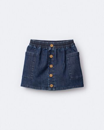Toddler Girl Denim Skirt with Otter Pockets - Blue, 