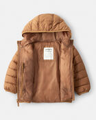 Toddler Packable Hooded Puffer Jacket - Brown, image 3 of 4 slides