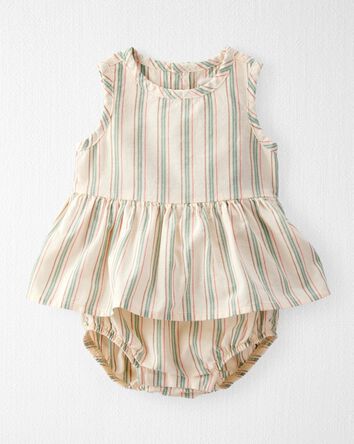 Baby Striped Sunsuit Made with Organic Cotton and Linen Blend, 