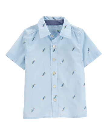 Toddler Boy Toucan Print Short-Sleeve Button-Front Shirt - Blue, 
