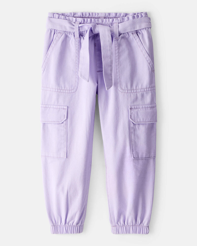 Toddler Girl Cotton Cargo Joggers - Purple, image 1 of 7 slides