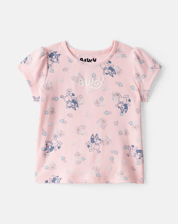 Baby Girl Bluey Floral Print Short-Sleeve Graphic Tee - Pink, 