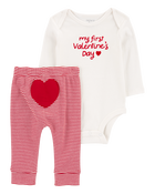 Baby 2-Piece My First Valentine's Day Bodysuit Pant Set, image 1 of 9 slides
