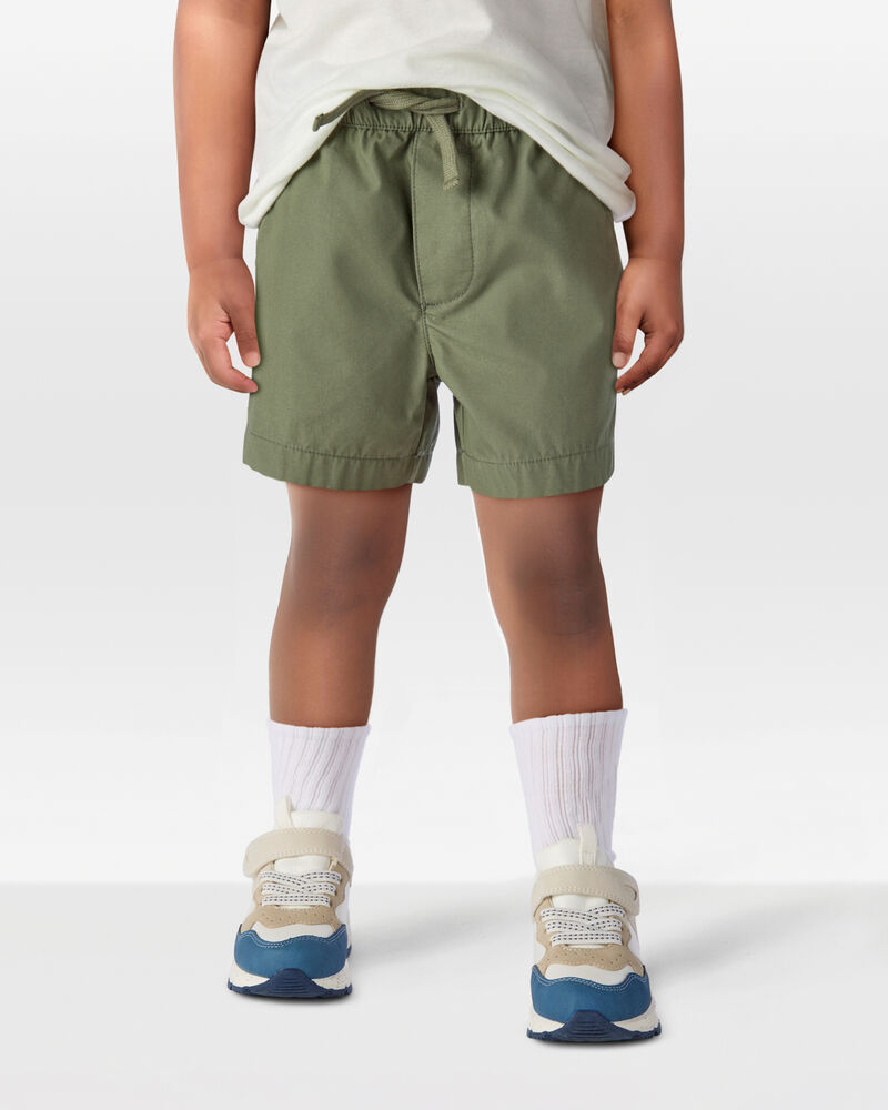 Toddler Pull-On Poplin Shorts - Olive, image 2 of 6 slides