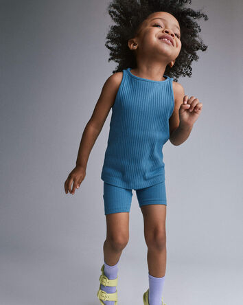 Toddler Girl Ribbed Playtime Tank Top - Blue, 
