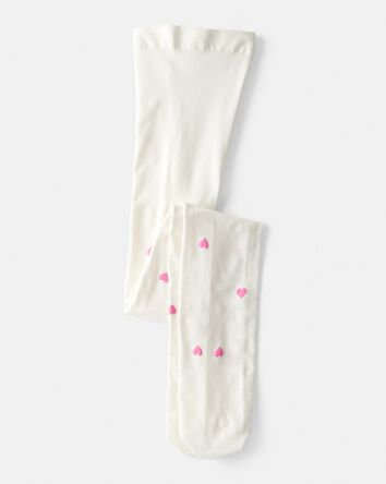 Girls Heart Tights - Pink/White, 