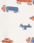 Baby Boy 1-Piece Car Print 100% Snug Fit Cotton Footie Pajamas - Ivory, image 2 of 3 slides