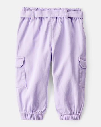 Baby Girl Cotton Cargo Joggers - Purple, 