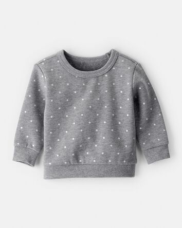 Baby Girl DayDream Fleece Polka Dot Sweatshirt - Grey, 