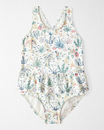 Toddler Girl Recycled Tropical Print Swimsuit, 
