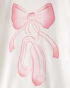 Baby Girl Ballet Print 100% Cotton Long-Sleeve 4-Piece Pajamas - Pink/White, image 2 of 4 slides