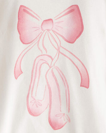 Baby Girl Ballet Print 100% Cotton Long-Sleeve 4-Piece Pajamas - Pink/White, 