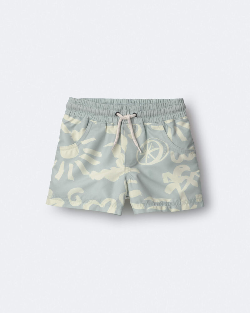 Toddler Boy Tropical Swim Trunks - Light Blue, image 2 of 7 slides