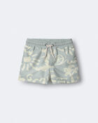Toddler Boy Tropical Swim Trunks - Light Blue, image 2 of 7 slides