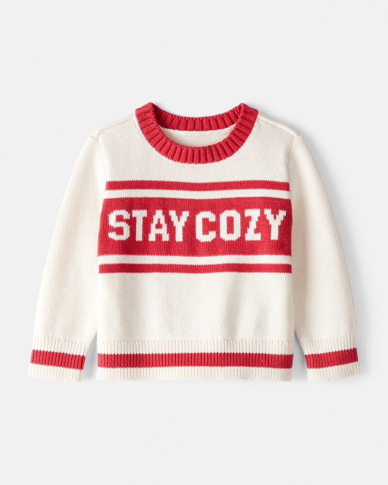 Baby Stay Cozy Sweater - Red/Cream, image 1 of 3 slides