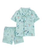 Toddler 2-Piece Button-Down Shirt & Pull-On Short Set, image 1 of 4 slides