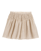 Kid 2-Piece Butterfly Pointelle Tee & Polka Dot Chiffon Skirt Set - Tan/White, image 5 of 5 slides