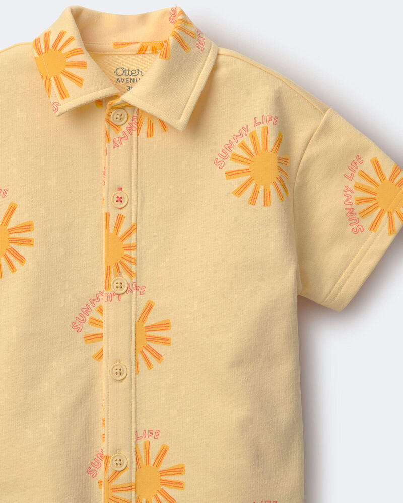 Toddler Boy Button-Down Short-Sleeve Shirt in Sunny Life Print - Yellow, image 6 of 6 slides