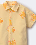 Toddler Boy Button-Down Short-Sleeve Shirt in Sunny Life Print - Yellow, image 6 of 6 slides