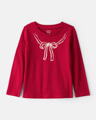 Toddler Girl Bow Long-Sleeve Graphic Tee - Red, image 1 of 3 slides
