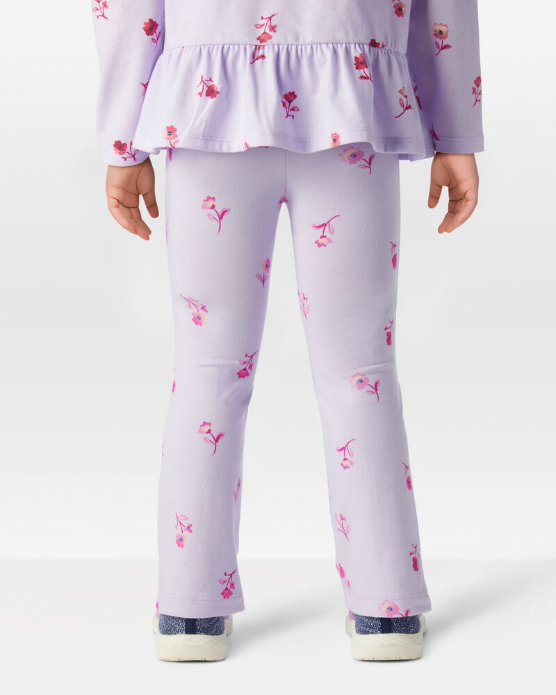 Toddler Girl 2-Piece Floral Long-Sleeve Top & Flared Leggings Set - Purple, image 8 of 8 slides