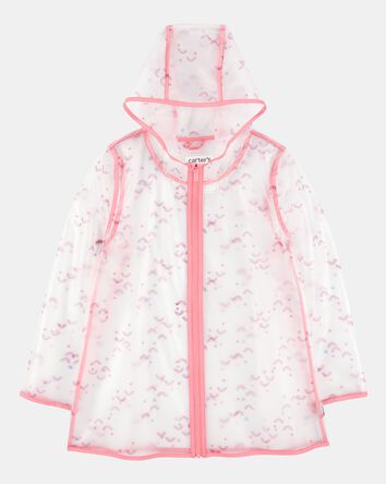 Girls Rainbow Translucent Rain Jacket - Pink, 