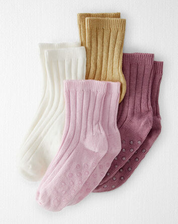 Toddler 4-Pack No-Slip Socks Made with Organic Cotton, 