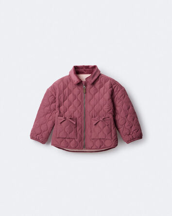 Toddler Girl Quilted Barn Jacket - Burgundy, 
