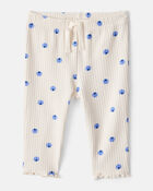 Baby Girl Blueberry Print Cotton Pull-On Pants - Ivory, image 1 of 4 slides