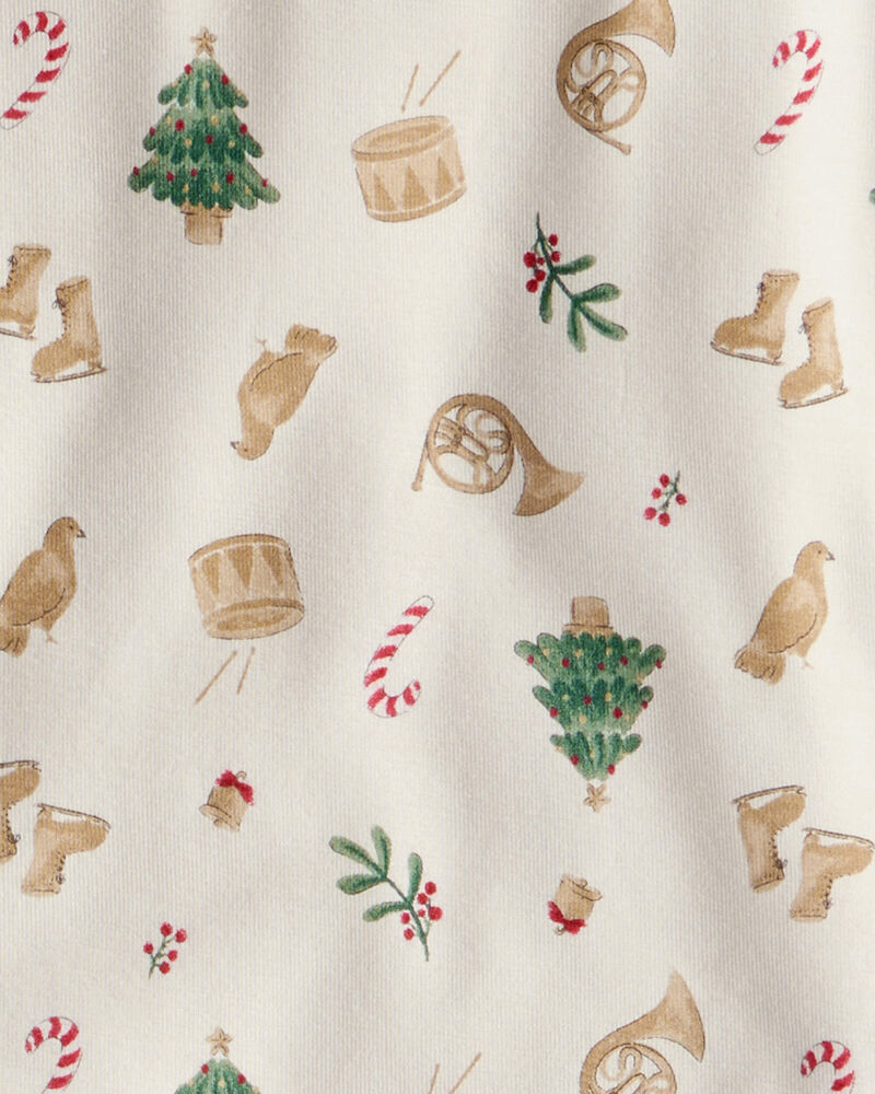 Toddler Festive Holiday PurelySoft Snug Fit 2-Piece Pajamas - Cream, image 4 of 6 slides
