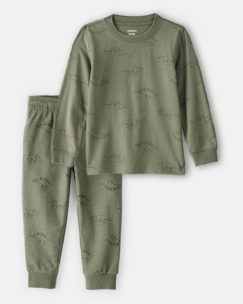 Toddler Boy 2-Piece Dinosaur Print Long-Sleeve Tee & Joggers Set - Green
, image 1 of 8 slides
