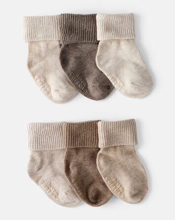 Baby 6-Pack Ankle Socks - Brown, 
